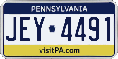 PA license plate JEY4491