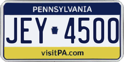 PA license plate JEY4500