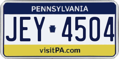 PA license plate JEY4504