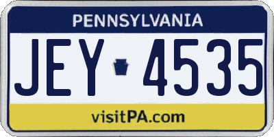 PA license plate JEY4535