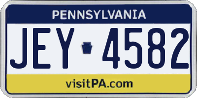 PA license plate JEY4582