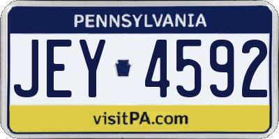 PA license plate JEY4592