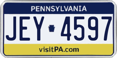 PA license plate JEY4597