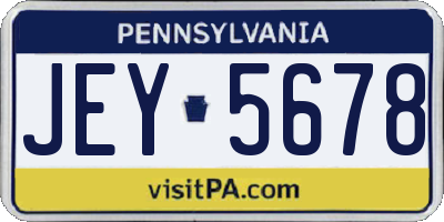 PA license plate JEY5678