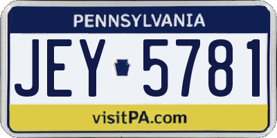 PA license plate JEY5781
