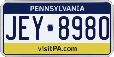 PA license plate JEY8980