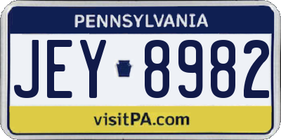 PA license plate JEY8982