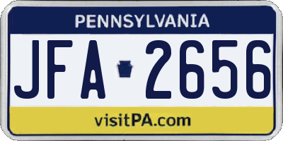 PA license plate JFA2656