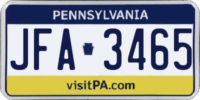 PA license plate JFA3465