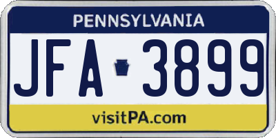 PA license plate JFA3899