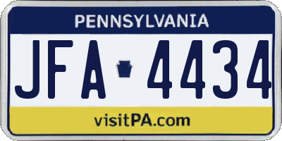 PA license plate JFA4434