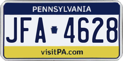 PA license plate JFA4628