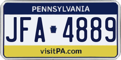 PA license plate JFA4889