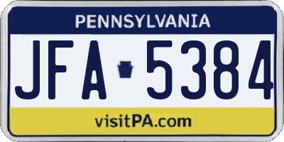 PA license plate JFA5384