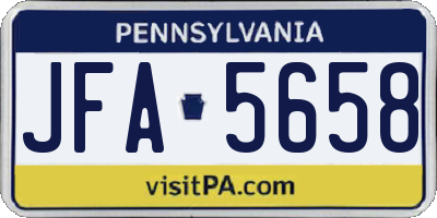 PA license plate JFA5658