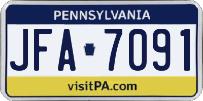 PA license plate JFA7091
