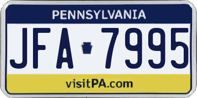 PA license plate JFA7995