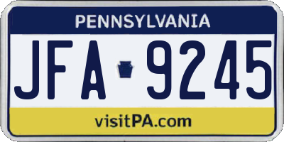 PA license plate JFA9245