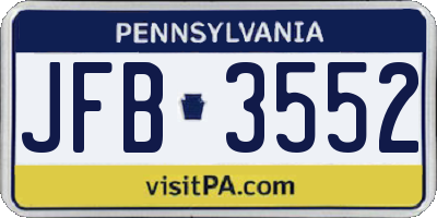 PA license plate JFB3552