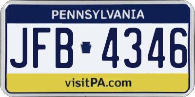 PA license plate JFB4346
