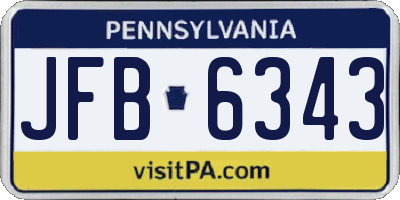 PA license plate JFB6343