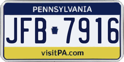 PA license plate JFB7916