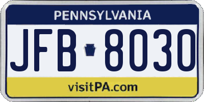 PA license plate JFB8030