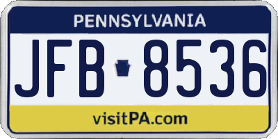 PA license plate JFB8536