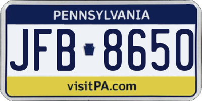 PA license plate JFB8650