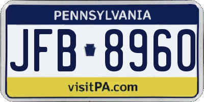 PA license plate JFB8960