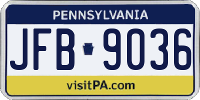 PA license plate JFB9036