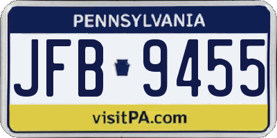 PA license plate JFB9455