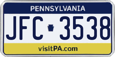 PA license plate JFC3538