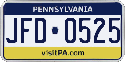 PA license plate JFD0525