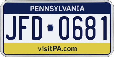 PA license plate JFD0681