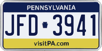 PA license plate JFD3941