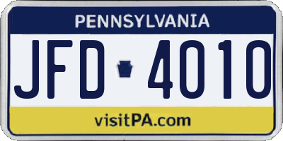 PA license plate JFD4010