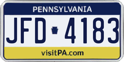 PA license plate JFD4183