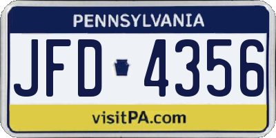 PA license plate JFD4356