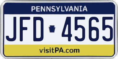 PA license plate JFD4565