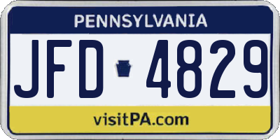 PA license plate JFD4829