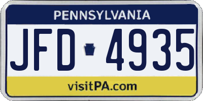 PA license plate JFD4935
