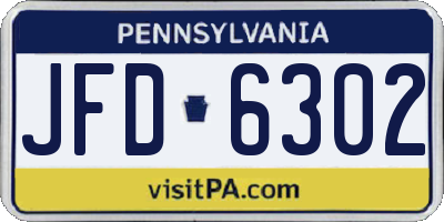 PA license plate JFD6302