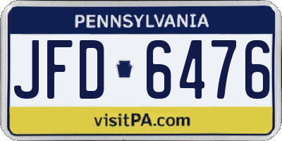 PA license plate JFD6476