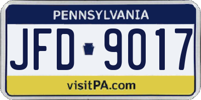 PA license plate JFD9017