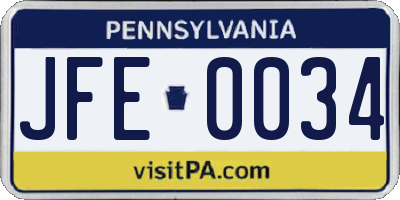 PA license plate JFE0034