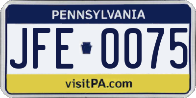 PA license plate JFE0075