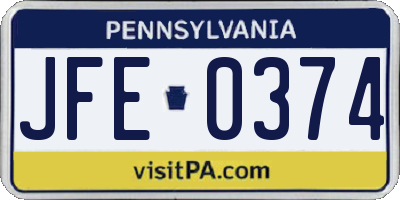 PA license plate JFE0374