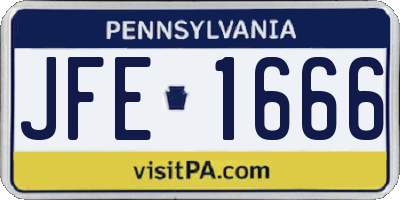 PA license plate JFE1666