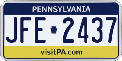 PA license plate JFE2437